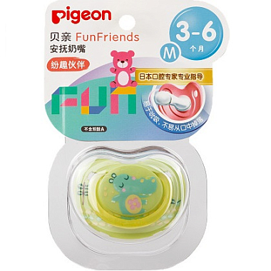Купить Pigeon размер M 3+ мес пустышка силиконовая бегемотик