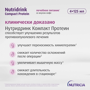 Купить Нутридринк компакт протеин 125 мл 4 шт смесь для энтерального питания кофе