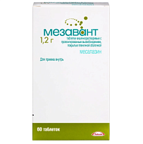 Купить: Мезавант 1,2 г 60 шт таблетки кишечнорастворимые с пролонгированным высвобождением покрытые пленочной оболочкой