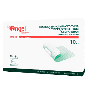 Купить Angel 9 см x 10 см 10 шт повязка пластырного типа с суперадсорбентом стерильная