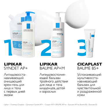 Купить La Roche-Posay Lipikar Syndet AP+ 400 мл крем-гель липидовосстанавливающий очищающий  для лица и тела у взрослых детей и новорожденных младенцев рефил (сменный блок)