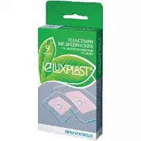 Купить: Luxplast  3,8 см x 3,8 см 9 шт пластырь полимерный прозрачный