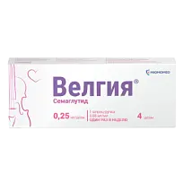 Купить: Велгия 0,25 мг/доза 1,5 мл 1 шт раствор для подкожного введения шприц-ручка + иглы 5 шт