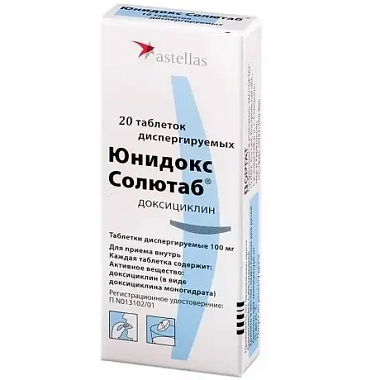 Купить Юнидокс Солютаб 100 мг 20 шт таблетки диспергируемые