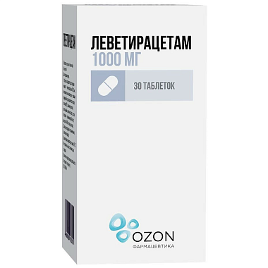 Купить Леветирацетам 1000 мг 30 шт таблетки покрытые пленочной оболочкой