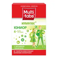 Купить: Мульти-Табс Юниор 30 шт таблетки жевательные малина-клубника