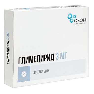 Купить Глимепирид 3 мг 30 шт таблетки