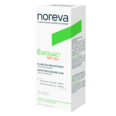 Купить Noreva Exfoliac SPF 50+ 40 мл  эмульсия солнцезащитная матирующая