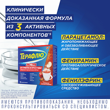 Купить ТераФлю Экстра 2 г 10 шт порошок для приготовления раствора для приема внутрь яблоко + корица