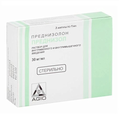 Купить Преднизол 30 мг/1 мл 3 шт раствор для внутривенного и внутримышечного введения