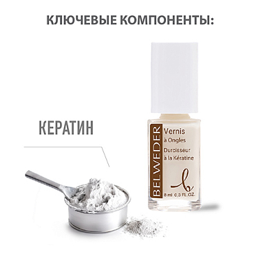 Купить Belweder 8 мл лак для тонких и неровных ногтей с кератином
