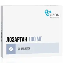 Купить: Лозартан 100 мг 30 шт таблетки покрытые пленочной оболочкой