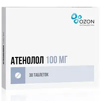 Купить: Атенолол 100 мг 30 шт таблетки покрытые пленочной оболочкой