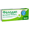Купить Фелодип 2,5 мг 30 шт таблетки с пролонгированным высвобождением покрытые пленочной оболочкой