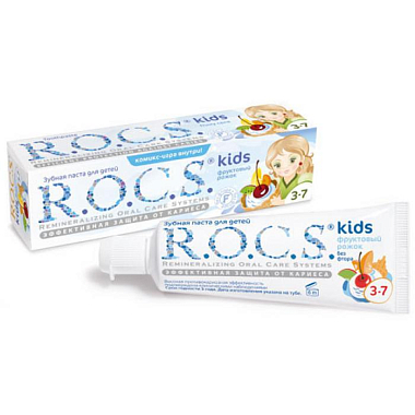Купить Rocs Kids 45 г паста зубная для детей фруктовый рожок 3+