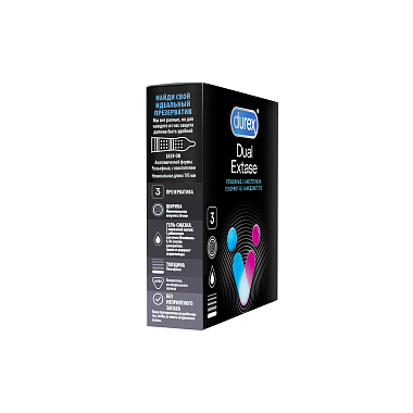 Купить Durex Dual Extase 3 шт презервативы с анестетиком