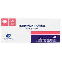 Купить: Топирамат 25 мг 28 шт таблетки покрытые пленочной оболочкой