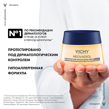 Купить Vichy Neovadiol Redensifying Lifting 50 мл крем уплотняющий охлаждающий ночной в период менопаузы
