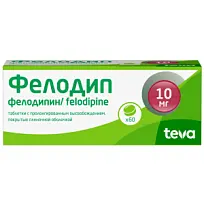 Купить: Фелодип 10 мг 60 шт таблетки с пролонгированным высвобождением покрытые пленочной оболочкой