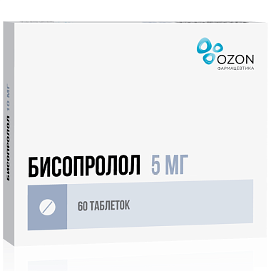 Купить Бисопролол 5 мг 60 шт таблетки покрытые пленочной оболочкой
