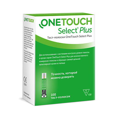 Купить OneTouch Select Plus 100 шт тест-полоски для определения глюкозы крови
