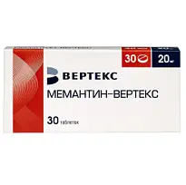 Купить: Мемантин-Вертекс 20 мг 30 шт таблетки покрытые пленочной оболочкой
