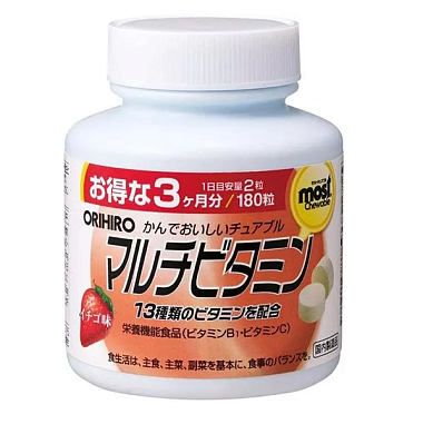 Купить Orihiro Мультивитамины 180 шт таблетки жевательные клубника