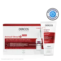 Купить: Vichy Dercos Aminexil Intensiv 5 набор 21 шт средство против выпадения волос для женщин ампулы + Energy+ 50 мл шампунь
