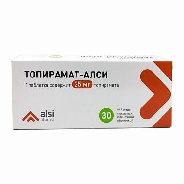 Купить Топирамат-Алси 25 мг 30 шт таблетки покрытые пленочной оболочкой