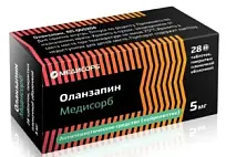 Купить: Оланзапин Медисорб 5 мг 28 шт таблетки покрытые пленочной оболочкой