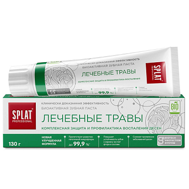 Купить Splat Professianal 130г паста зубная лечебные травы с фтором комплексная защита и профилактика воспаления дёсен
