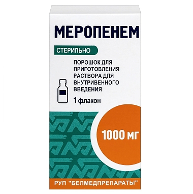 Купить Меропенем 1 г 1 шт порошок для приготовления раствора для внутривенного введения флакон