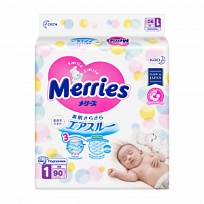 Купить: Merries 90 шт подгузники для новорожденных размер XS (до 5 кг)