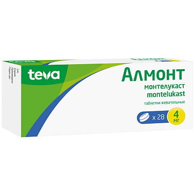 Купить Алмонт 4 мг 28 шт таблетки жевательные