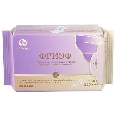 Купить Фриэф 350 мм 6 шт прокладки удлиненные ночные гигиенические с анионовым чипом