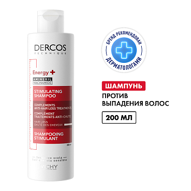 Купить Vichy Dercos 200 мл шампунь тонизирующий против выпадения волос