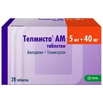 Купить: Телмиста АМ 5 мг + 40 мг 28 шт таблетки