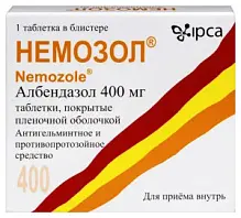 Купить: Немозол 400 мг 1 шт таблетки покрытые пленочной оболочкой