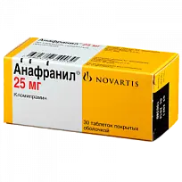 Купить: Анафранил 25 мг 30 шт таблетки покрытые оболочкой