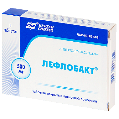 Купить Лефлобакт 500 мг 5 шт таблетки покрытые пленочной оболочкой
