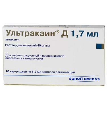 Купить Ультракаин Д 40 мг/мл 1,7 мл 10 шт раствор для инъекций катридж